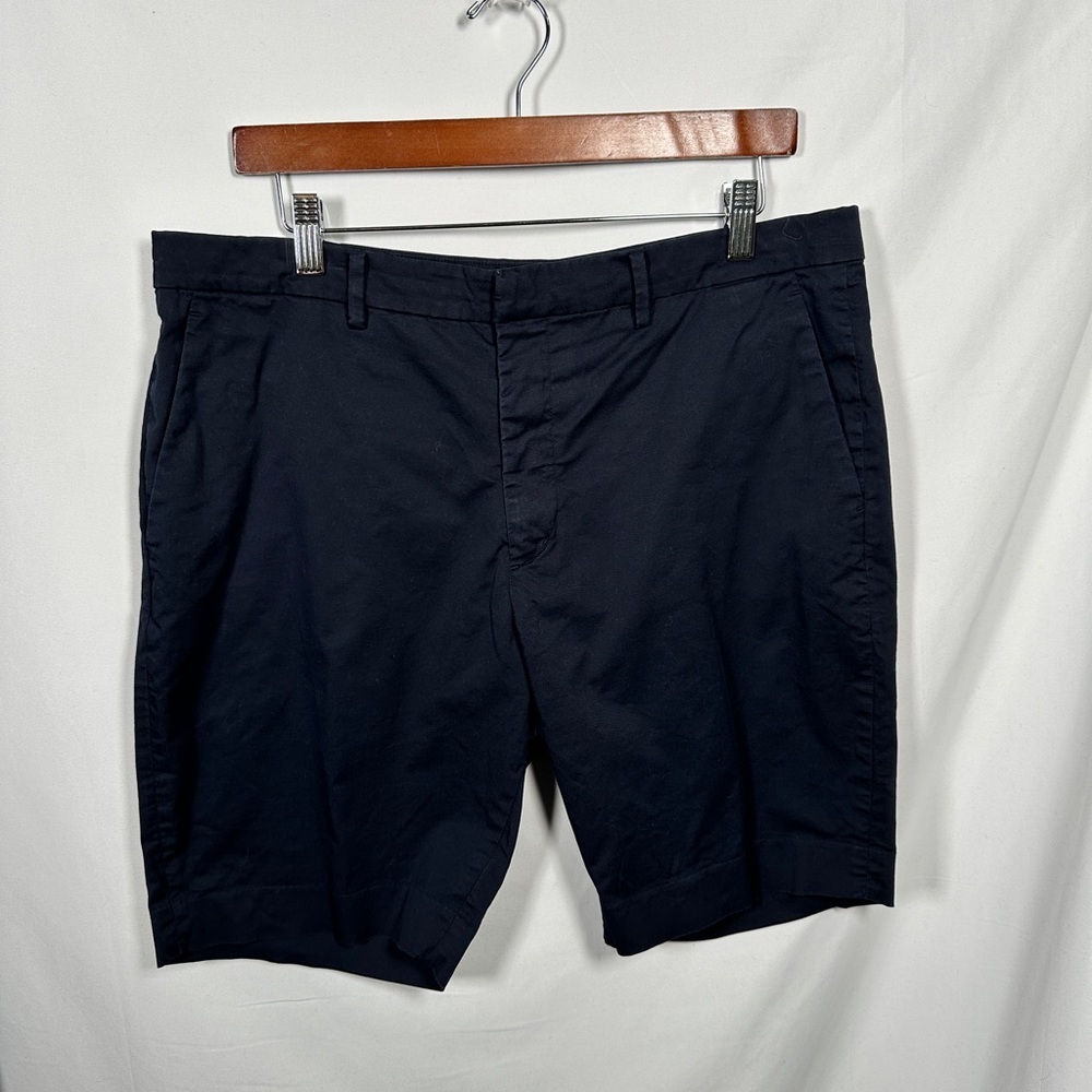 Uniqlo mens chino shorts stretch cotton modern fit drawstring waist navy L - Picture 2 of 7